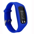 Blue silicone sports pedometer watch with LED display showing digital step count data - Blue