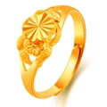 Elegant gold flower ring with intricate relief design and adjustable open band for women - Elegant Embossed Floral (J2289)