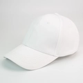 Side view of a plain white minimalist baseball cap with fine stitching details - White