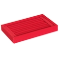 Red velvet ring and earring display tray with parallel slots for jewelry organizing - Red