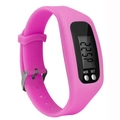 Pink silicone pedometer watch with adjustable strap and digital LED display - Pink