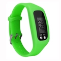 Digital sports pedometer watch with bright green silicone strap and LED display - Green