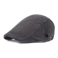 Klassieke zwarte katoenen baret voor heren met GD-YST borduursel en verstelbare gesp - M / Zwart
