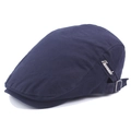 Coppola da uomo in cotone blu navy con fibbia laterale e dettaglio in metallo - Regolabile / Blu navy