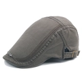 Gorra plana de algodón marrón oscuro para hombre con placa de metal Style y hebilla ajustable - Ajustable / Verde Militar