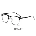 Classic black clubmaster glasses frame with vintage metal trim and transparent lenses - Black Frame