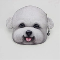 Süße weiße Plüsch-Bichon-Hund-Geldbörse mit realistischem Fell und Markenanhänger - Weißer Teddy/Bichon