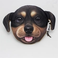 Monedero con estampado realista de Bull Terrier y cierre de cremallera - Teckel/Rottweiler