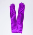 Long purple patent leather gloves with glossy metallic finish for evening opera costumes - One Size / Purple