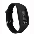 Black silicone LED digital sports watch with pedometer function on white background - Black