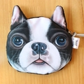 Mini portamonete a forma di Boston Terrier in peluche bianco e nero per monete - Bulldog