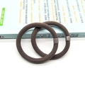 Set of two durable coffee brown elastic hair ties with square resin buckles - Two-Piece Set / Coffee