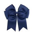 Navy blue 6 inch ribbed grosgrain ribbon bow hair clip for children with fishtail streamer - Navy Blue (1)