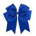 Handmade blue 6-inch ribbed ribbon double-layered fishtail bow hair clip for children - Blue (6)