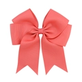 6 inch ribbed grosgrain ribbon bow hair clip for girls in coral pink fish tail style - Coral Pink (15)