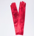 Women's 43cm long opera gloves in metallic red faux leather for cosplay and parties - One Size / Red