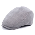 Men's classic grey plaid cotton beret hat featuring a vintage British style pattern - Adjustable / Light Gray
