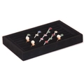 Black velvet jewelry display tray with multiple slots for organizing rings and earrings - Flannelette / Black Velvet