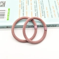 Set of two bean paste pink flocked hair ties with thick woven texture and matching buckles - Two-Piece Set / Light Pink