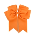 6 inch orange ribbed grosgrain ribbon bow hair clip with double fishtail streamers - Orange (9)
