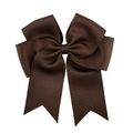 6 inch dark brown ribbed grosgrain ribbon bow hair clip with fishtail streamers for kids - Dark Brown (3)