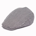 Béret classique à rayures noires et blanches en coton au design rétro plat - Réglable / Noir