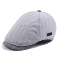 Gorra retro para hombre con rayas grises y blancas, estilo británico y visera rígida - Ajustable / Gris claro