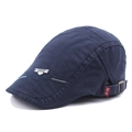 Boina de algodón azul marino para hombre con correa ajustable y placa metálica de moda - Ajustable / Azul marino