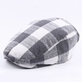 Béret classique à carreaux gris pour hommes et femmes avec tissu respirant et coupe élégante - Réglable / Gris