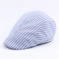 Classic light blue and white striped flat cap with minimalist cotton texture finish - Light Blue
