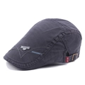 Gorra tipo boina de algodón lavado gris oscuro con hebilla metálica y correa ajustable - Ajustable / Gris