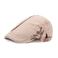 Gorra plana de algodón caqui para hombre con bordado lateral y hebilla de metal ajustable - Ajustable / Caqui