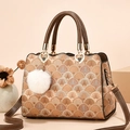 Sac à main brodé marron avec motif coquillage et poignée métallique en forme de cœur - Jacquard Coquille Ocre (Style 2/Ocre)