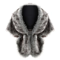 Detail shot of faux fur shawl texture in black and white pattern with realistic soft fibers - Grey with Black Tips