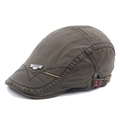 Gorra de algodón vintage para hombre en color verde oliva con placa metálica - Ajustable / Verde Militar