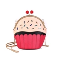 Pink cupcake crossbody chain bag with glitter sprinkles and golden vintage clasp - Red