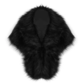 Close-up detail of luxurious black faux fur texture on bridal winter shawl for women - Black Long Hair Faux Fur