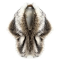 Detailed texture of a plush faux fur shawl wrap in multi-tone brown and white - Natural Gradient