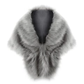 Close-up of plush grey faux fur shawl showing thick texture and dark inner lining - Gray