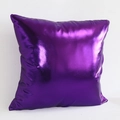 Modern purple faux leather throw pillow cover with metallic glossy finish and square shape - 18x18 Inch / Purple
