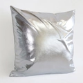 Minimalist silver faux leather pillow cover with metallic finish for home sofa decor - 18x18 Inch / Silver