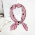 Pink striped satin scarf with flamingo print and polished silky finish for women - Crane Red