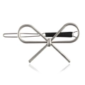Minimalist matte silver metal bow hair clip with anti-slip black grip for women - Classic / Matte Silver