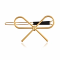 Matte gold bow hair clip made of zinc alloy with black anti-slip rubber sleeve for women - Classic / Matte Gold
