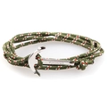 Dettaglio della chiusura a ancora Vikings in argento su bracciale intrecciato verde - SA-02 Verde Bianco Rosso