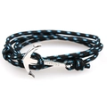 Bracciale ad ancora intrecciato con gancio Viking argento su sfondo bianco - SA-03 Nero Blu