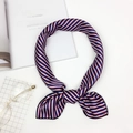 Elegant satin neckerchief featuring classic red blue and white diagonal stripes for women - Striped Navy Blue