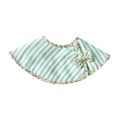 Green striped cotton baby bib with floral trim and cute bow detail on white background - Striped Gauze Bandage - Light Green Stripes