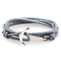 Bracciale Vikings in corda intrecciata blu e grigia con chiusura ad ancora in argento - SA-01 Grigio Blu