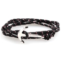 Detail of silver viking anchor clasp with Vikings engraving on red and white cord bracelet - SA-14 Black Red White